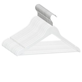 Hanger Set of 20 White Hardwood, Metal Standard Non-Slip, Home & Garden, Household Supplies, Storage & Organisation, Clothing & Wardrobe Storage, Hangers, 289914