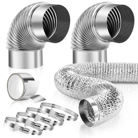 CELSOL 10FT 4" Heavy-Duty Dryer Vent Kit - Fire-Safe Aluminum Hose & 2 Stainless Steel 90° Elbows for Tight Spaces, Complete with Foil Tape & Clamps (Laundry/Bathroom/RV)