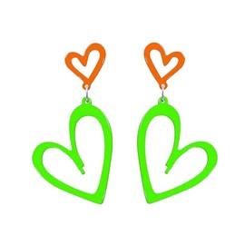 80s Neon Acrylic Earrings Lightning Earrings Neon Heart Earrings Colorful Retro Earrings Glow Party Neon Accessories for Women-8