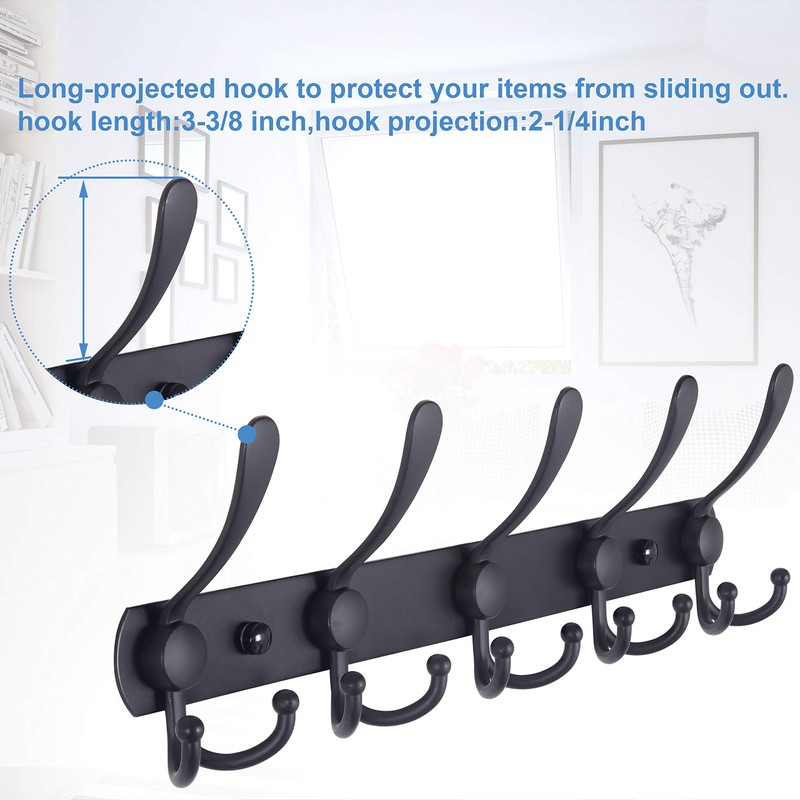 WEBI Coat Rack Wall Mount,Coat Hooks Wall Mount,5 Tri Hooks