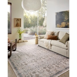 Loloi II Anniston Collection ANS-01 Ivory/Stone 9'-0" x 12'-0" Machine Washable Area Rug