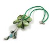 Avalaya Large Shell Flower Pendant with Faux Leather Cord in