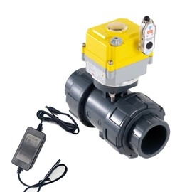 Smart electric valve 1 1/4 inch PVC joint ball valve Tuya APP smart wifi water shut-off valve DC24V AC110V-230V power adapter and power-off automatic return setting timing water valve DN32MM