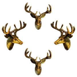 LB-LAIBA Deer Cabinet Knobs - Animal Single Hole Drawer Pulls for Wardrobe Closet Dresser Cupboard Home Kitchen Hardware Decorative 4 Pieces