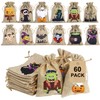 60 Bolsas de Regalo de Arpillera para Halloween con Cordón