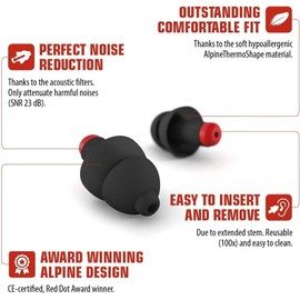 Alpine WorkSafe - Tapones para los Oídos Antiruido para el Trabajo y el Bricolaje - Atenuación del Ruido hasta 23 dB - Cordón de Seguridad incluido - Reutilizables
