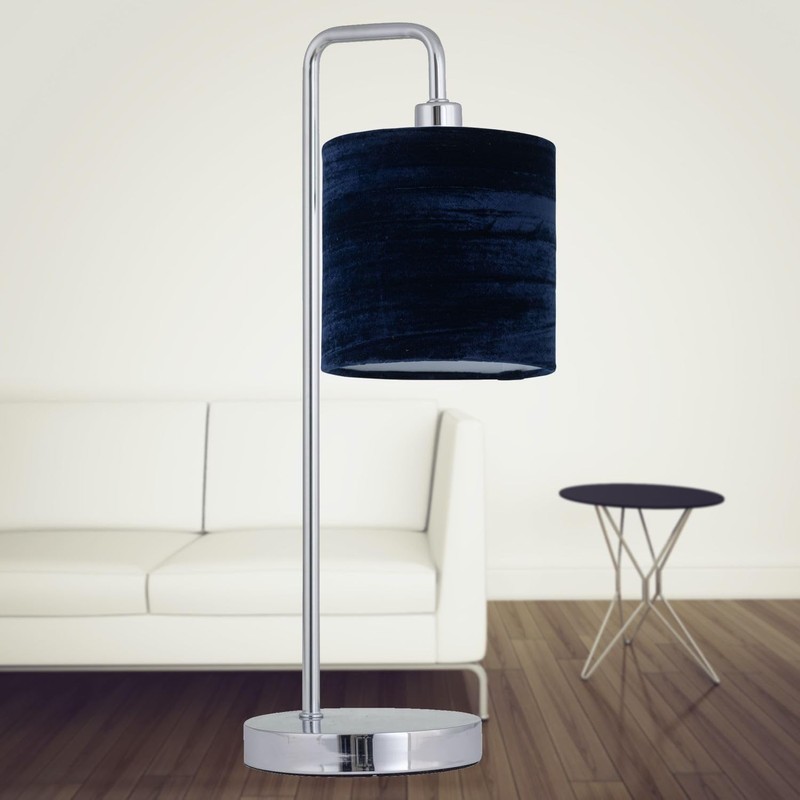 firstchoicelighting Set of 2 Navy Blue Crushed Velvet Table Lamp