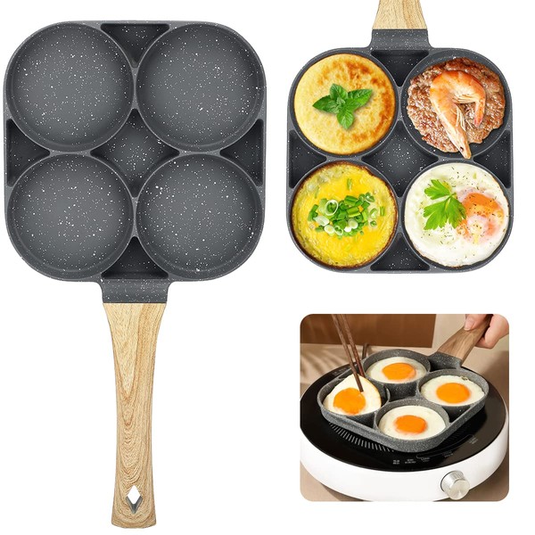 Yuragim Fried Egg Pan, Pancake Pan with 4 Hole Eye
