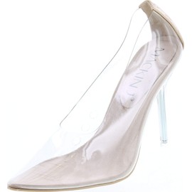 MACKIN J 260-1 Transparent Clear Pointed Pointy Toe Slip On Stiletto High Heel Pumps Nude,Nude,11