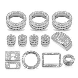 for Honda CRV CR-V EX-L EXL Hybrid Sport Touring Sport-L Bling Cute Accessories Accessory 2025 2024 2023, AC Volume Knobs, Air Vent Outlet, Gear Shift Cover, Start Ring Covers, Chrome, Silver, 13pcs