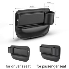 Bolsa de Espacio para Vasos de Cuero para Coche, Organizador de Almacenamiento Mejorado para Asiento de Coche Universal, Caja de Almacenamiento de Asiento de Coche (Negro, asiento del conductor)