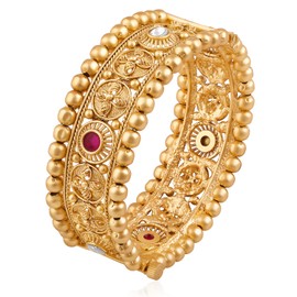 Aheli Synthetic Stone Studded Thick Ethnic Kada Bangle Jewellery Gift for Women (2.4 inch, 1 Pc)