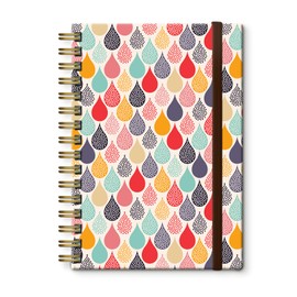 DHGPTS Spiral Journal Notebook, A5 Cute Notebooks for Women Men, College Ruled Hardcover Notebook for Work & Note Taking, 60 Pages Double-Wire Journals for Writing Water Drop Dots