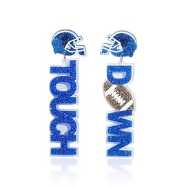 Shining Touch Down Football Resin Earrings Colorful Game Day Sports Lover Football Earrings for Women Jewelry (A)