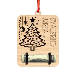 Christmas Money Holder Cards, Christmas Money Gift Wood, Christmas Pendant Money Clip Decoration Christmas Money Gifts Christmas Cash Christmas Tree Hanging Decorations (Style 2)
