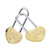 VeYocilk 2PCS Love Lock Single Heart Gold Padlock:3.5" 50mm Engraved