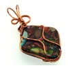 Sea Sediment Jasper Gemstone Copper Wire Wrapped Pendant