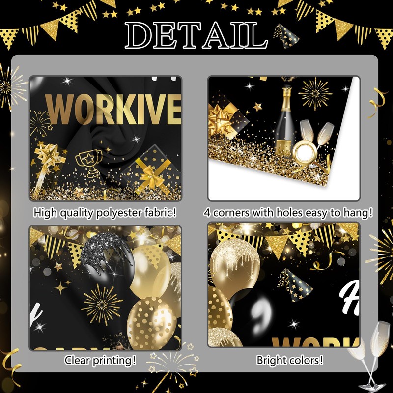 Mocsicka Work Anniversary Decorations Banner Happy Workiversary Backdrop Employee Appreciation