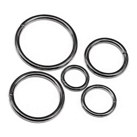 Swpeet 50 Pcs Gun Black Assorted Multi-Purpose Metal O Rings for Belts Hardware Bags Ring Hand DIY Accessories - 1/2 Inch, 5/8 Inch, 3/4 Inch, 1 Inch, 1-1/4 Inch
