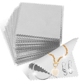 20 Pcs Jewelry Cleaning Cloth, Double Sided Polishing Cleaning Cloths Jewelry Wipe Cloths for Pearl Gold Platinum and Silver(Grey)