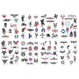 Master Airbrush Tattoo Stencils Set Book #1 Reuseable Tattoo Template Set, Book Contains 100 Unique Stencil Designs - Vinyl Sheets with a Self Adhesive Backing