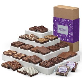 Fairytale Brownies Brownie Double Dozen Individually Wrapped Gourmet Chocolate Food Gift Basket - 3 Inch Square Full-Size Brownies - 24 Pieces - Item LF124