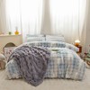chovy Kids Girls Rabbit Plush Blue White Comforter Sets Twin/Full