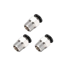 sourcing map Straight Pneumatic Push to Quick Connect Fittings 1/4NPT Male X 6mm Tube OD Silver Tone 3pcs