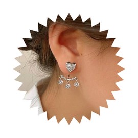 Wendalern Pearl CZ Ear Jacket Earrings Teardrop Crystal Dangle Earrings Cubic Zirconia Pearl Front Back Earrings Large Pearl Stud Earrings for Women Girls, Zinc