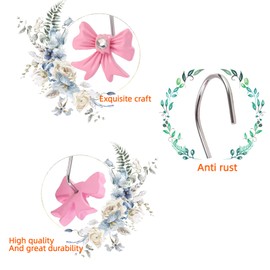 Paquete de 12 ganchos de cortina de ducha resistentes al óxido, ganchos de deslizamiento suaves para varillas rectas/curvadas, diseño de hojas de tortuga floral, anillos antidesgarros para decoración