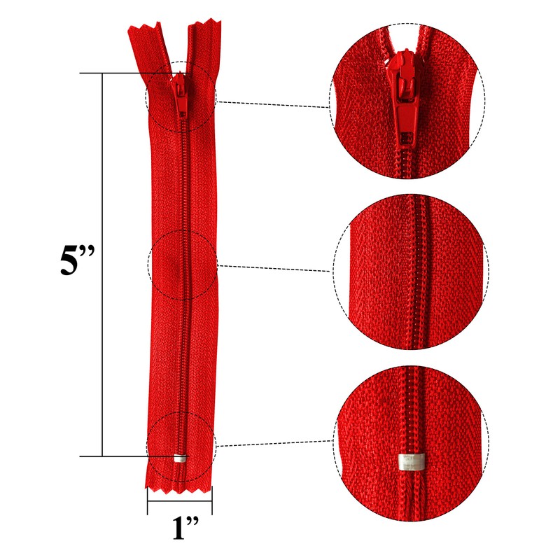 KGS Nylon Zipper for Sewing Crafts | 20 Assorted Colours