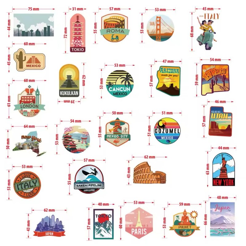 50 Pack Global Destination Locations Sticker Pack