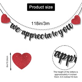 We Appreciate You Banner, Glitter Thank You Banner Employee Staff Teach Nurse Duplex Printing appreciation banner Set for Celebration Party Decorations