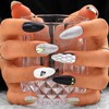 Sethexy Black Rhinestone Medium Almond Artificial Nail Sparkle Handmade False
