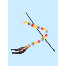 QWINEE Cat Wand Toys, Cat Interactive Toy, Cat Toys for Indoor Cats, Interactive Teaser Toys for Kitty Kitten Deep Multicolor One Size