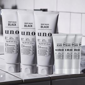 Uno 우노 휩 워시 블랙 130g 3개 + 휩 워시 블랙 30ml 3개 Uno Whip Wash Black 130g 3 pieces + Whip Wash Black 30ml 3 pieces