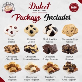 Dulcet Gift Baskets Assortment Tin Thank You Gift Box Delicious Gourmet Confection Gift Set - Variety Of Freshly Baked Cookies, Brownies & Rugelah For Men And Women With Prime Delivery