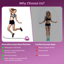 Smart Jump Rope Machine Electronic Skipping Ropes 1-10 Speed Level Adjustment Multiplayer Jumping Rope Groups Rope Skipping LED Display Counter Workout for Women/Men/Kids