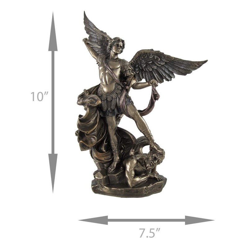 Veronese Design 10-Inch Tall Bronze Finished Saint Michael Triumphing Over