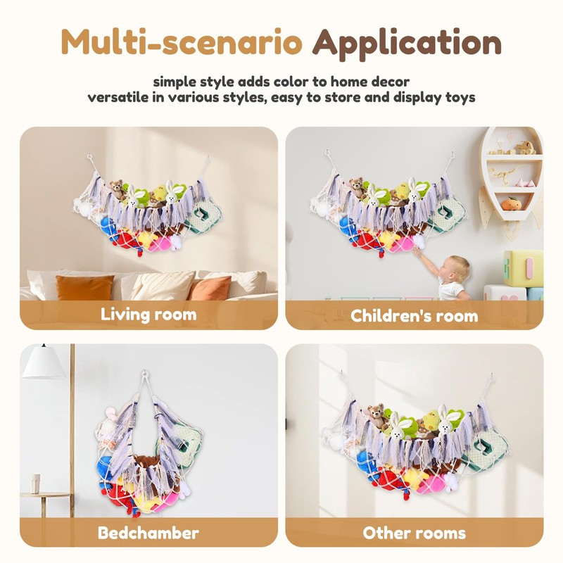 Teddy Hammock for Stuffed Animals, Flat Wall Hanging Cotton Toy