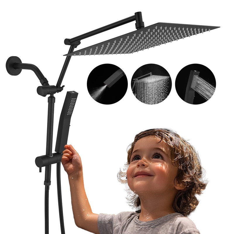 All Metal 12 Inch Rain Shower Head with Handheld Spray