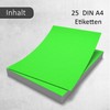 25 Labels in Neon Green, DIN A4 Large, Neon Paper