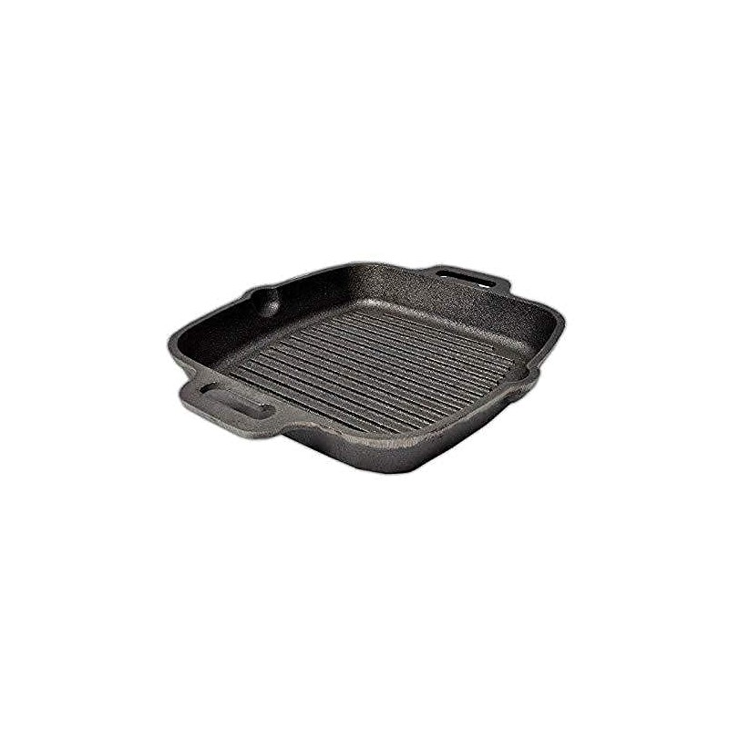 Highkind Pre-Seasoned Cast Iron Grill Pan (10.5 Inches) Square Grill