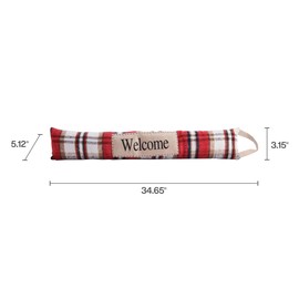 Elements 34.65x5.12x3.15 Inch Red Plaid Welcome Fabric Draft Stopper