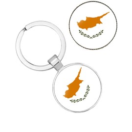 Cuiopbio - Llavero con bandera de Portugal de metal chapado en cromo y broche de aleación y otros países, Cyprus, Talla única