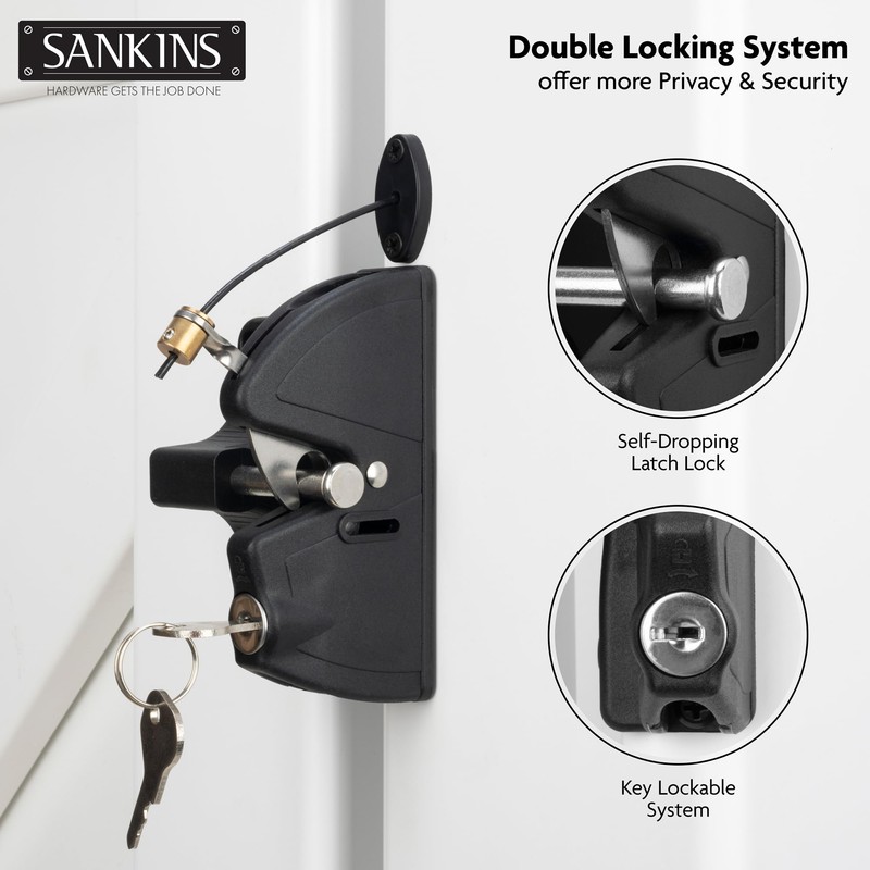 SANKINS Key Lockable Fence Gate Latch, 2 Sided Gate Lock