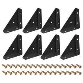 sourcing map 8Pcs Angle Corner Brackets 66mm x 66mm, Cold Rolled Steel Braces Joining Support with Screws for Desk Bed Edge (Black)