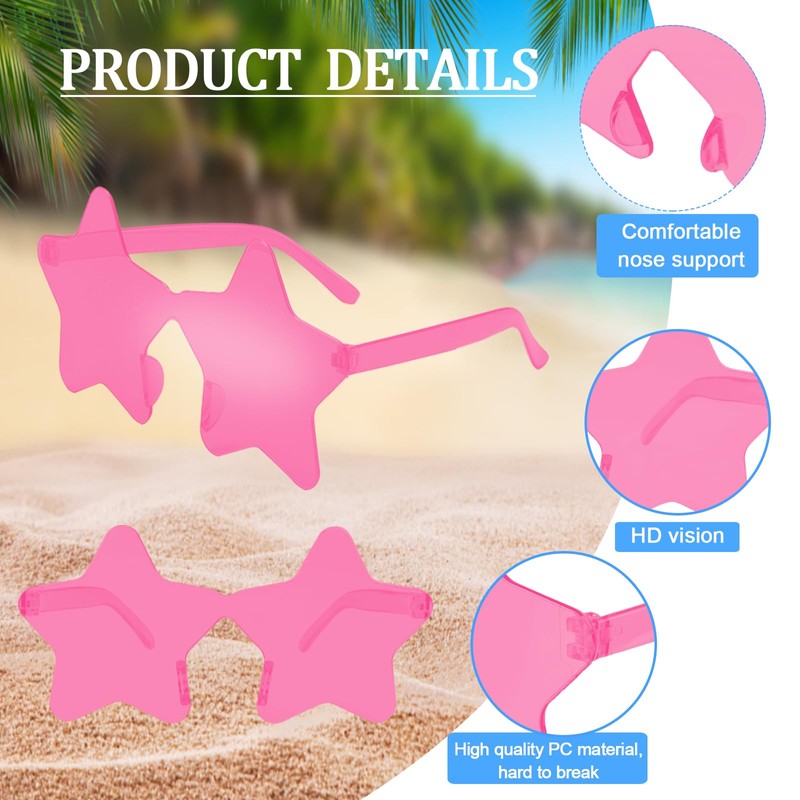 CHRORINE 8/16/24/40 Pairs Rimless Star Shape Sunglasses Transparent Glasses Bulk