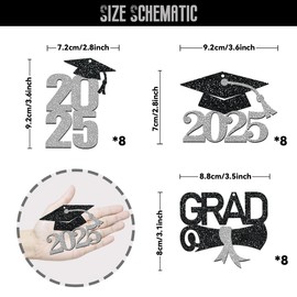 24 Pcs 2025 Graduation Tags for Graduation Decorations, Class of 2025 Centerpieces- Grad Gift Tags for Grad Table Decor (Silver)