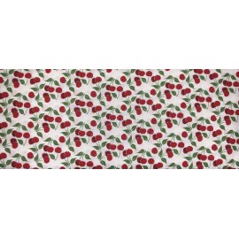 "Handmade" Cherry Fruit Valance Glitter Red Cherries Green Leaf Stem White Window Curtain